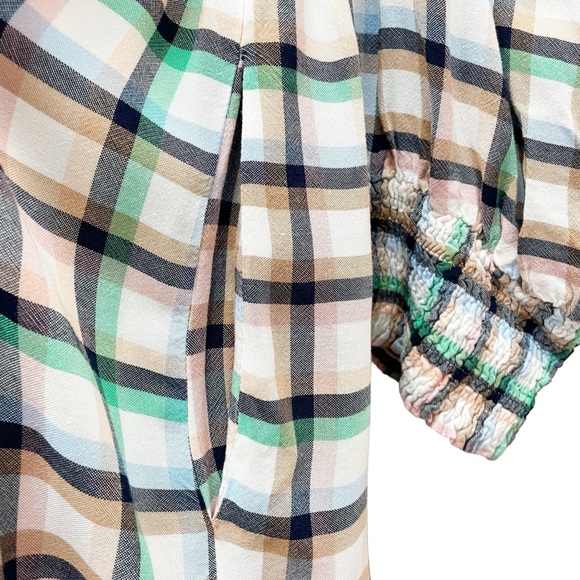 Anthropologie Maeve Cerie Smocked Plaid Maxi Dress Boho Square Neck Size Large - Picture 10 of 14